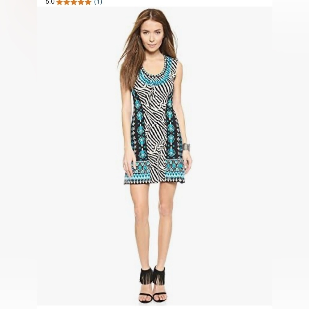 Nanette Lepore zebra print mix knit dress sz M
